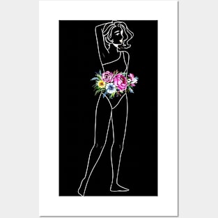 Female with flowers Posters and Art